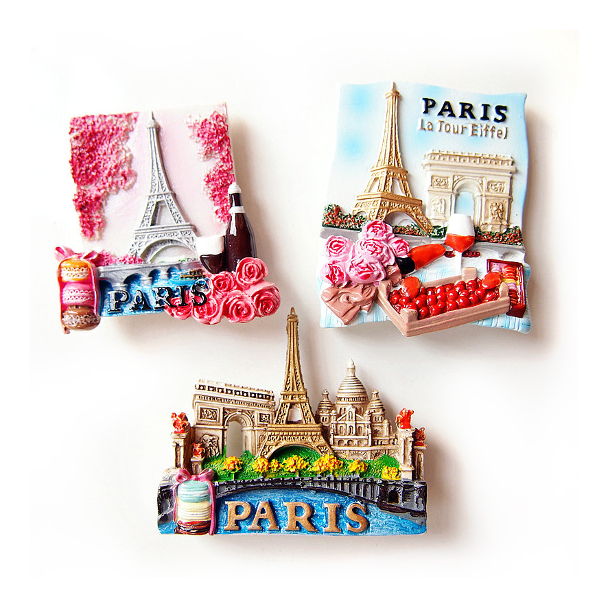 Personalized Souvenir Tourists Country Fridge Magnet Resin Paris 3D Fridge Magnet