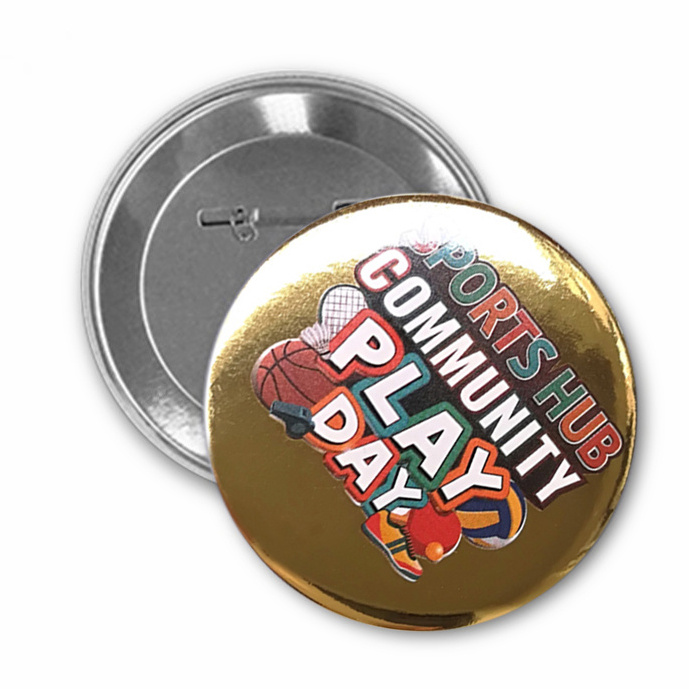 Personalized Metal Button Maker Pin 2.25 Inch Custom Holographic Fashion Tin Plated Pin On Button Badge