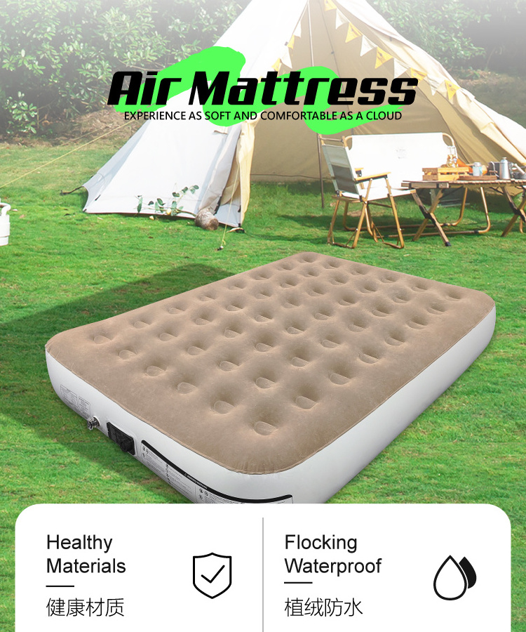 Single-High Air Mattress with Built in Pump Quick Inflation/Deflation Inflatable Bed Queen Size Portable Rest Airbed