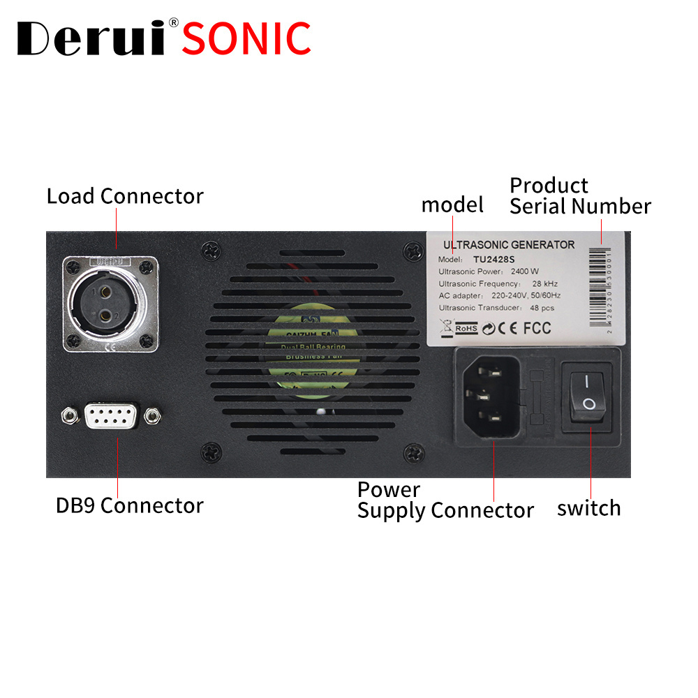 DERUI Customized Frequency 17Khz-135Khz Ultrasonic Generator 200W-3000W Power with Immersed Ultrasonic Transducer