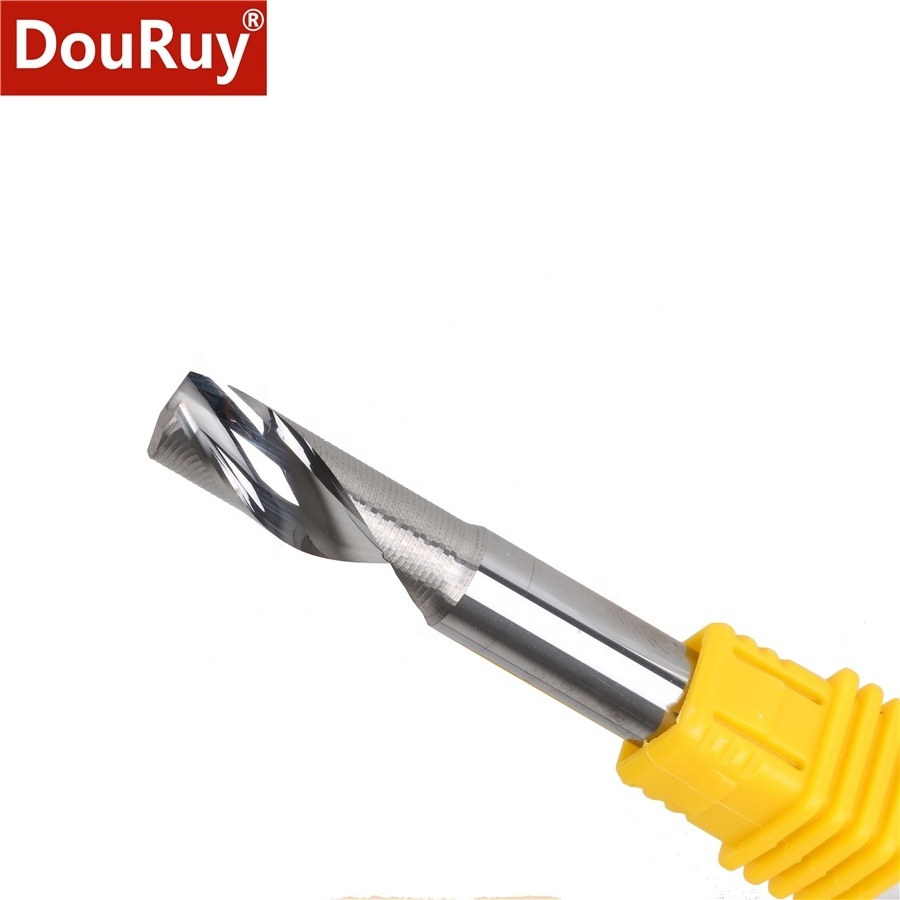 DouRuy 3.175/4/5/6mm Single Flute Milling Cutters For Aluminum CNC Tools Solid Carbide Router Bits Aluminum Composite Panels