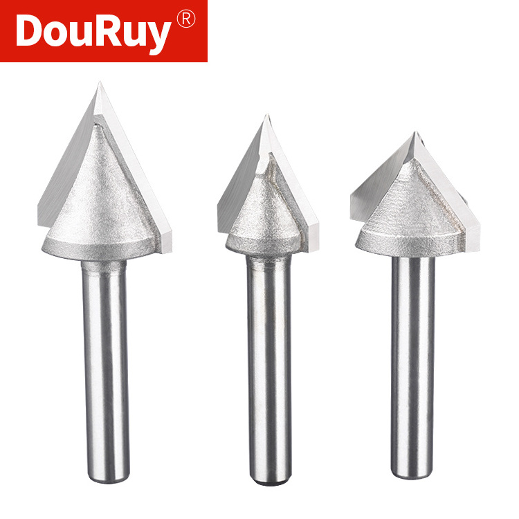 DouRuy Steel CNC Engraving Wood Woodwork Mill Cutter 3D Router V Groove Drill Bit