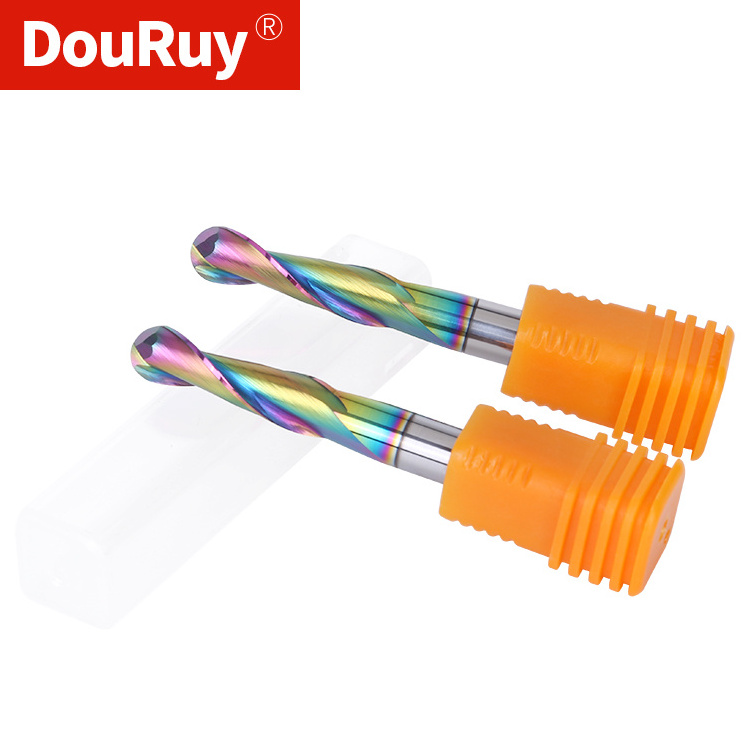 DouRuy 6mm 2 flute ball nose end mill DLC coating 2 flutes ball milling cutter cnc cutting tools