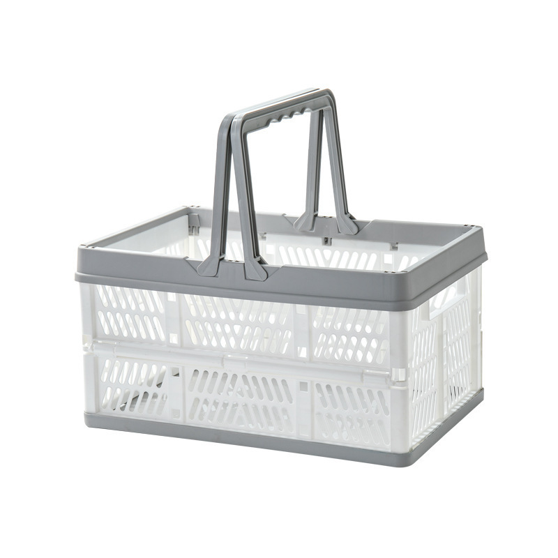 Mini Shopping Basket Supermarket Snack Bin Storage Picnic Box Crate Portable Household Plastic Folding Plastic Packaging Modern