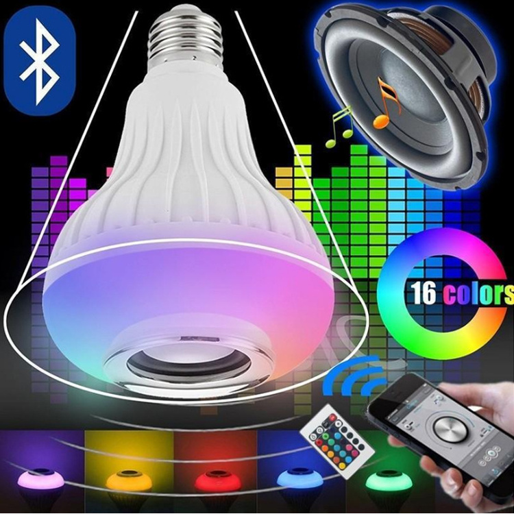 Amazon Hot Sale 12W E26 RGB Color Changing LED Wireless Smart Music LED Light Bulb with CE RoHS , LED-MUSIC