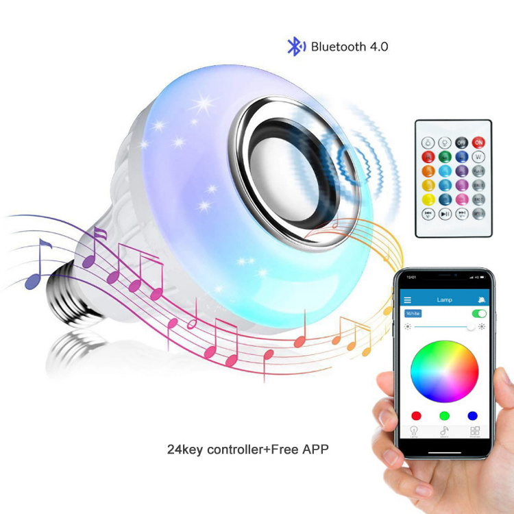 Amazon Hot Sale 12W E26 RGB Color Changing LED Wireless Smart Music LED Light Bulb with CE RoHS , LED-MUSIC