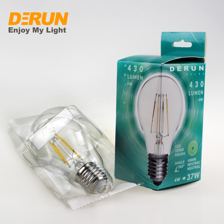 CE & ROHS certified 60mm diameter gold or soft white glass cover 6Watts 8watts LED filament bulb with clear glass, FMT-A60