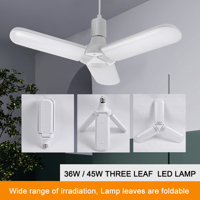 New Design 45W 60W Deformanle Led Fan Bulb E27 Adjustable Light Foldable Fan Blade Led Light 360 Degree Energy Saving Led Bulb