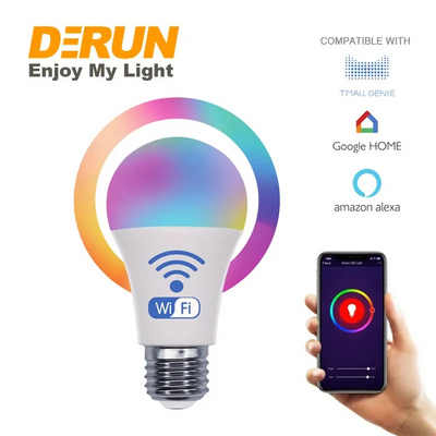 Wireless Dimmable RGB Color Changing Music Decorative Electric Light Bulb E27 7W 10W 12W 15W A60 Led Smart Bulb Wifi, LED-Smart