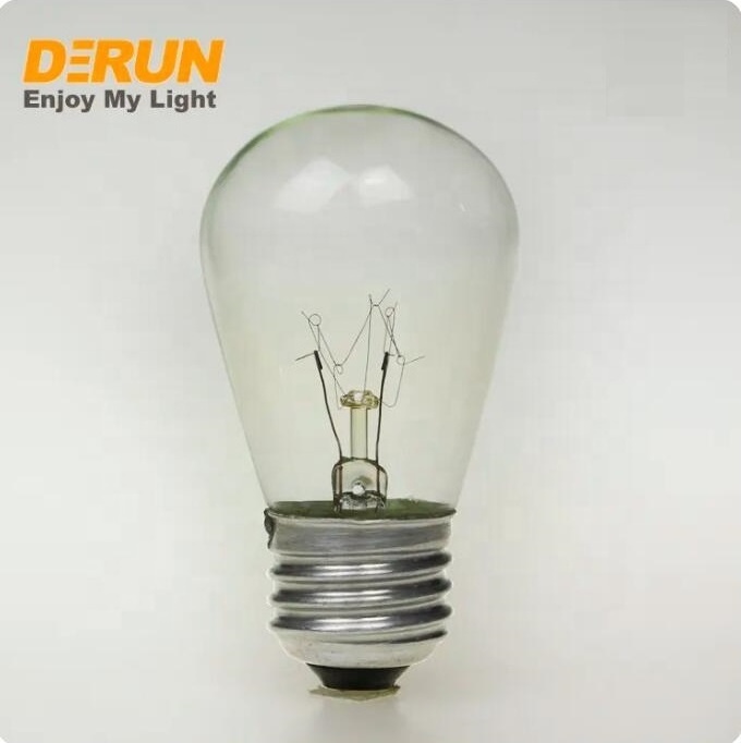 Dimmable GLS S14 E26 Clear 11W 25W 120V 2700K Warm White Light Incandescent Bulb for String Light , INC-A BULB