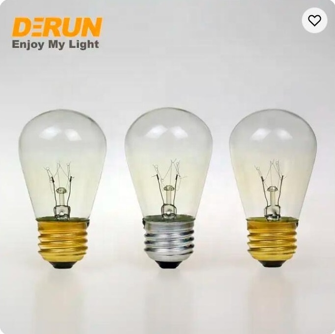 Dimmable GLS S14 E26 Clear 11W 25W 120V 2700K Warm White Light Incandescent Bulb for String Light , INC-A BULB