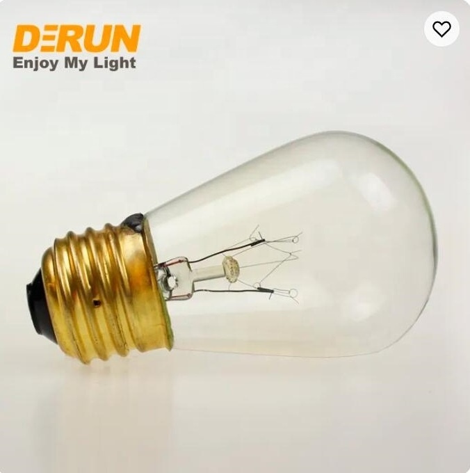 Dimmable GLS S14 E26 Clear 11W 25W 120V 2700K Warm White Light Incandescent Bulb for String Light , INC-A BULB