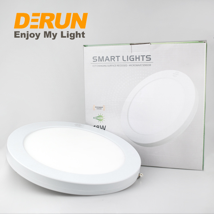 Motion Sensor Square Round Led Panel Light Three Color 6W 9W 12W 18W 24W 600*600 Ceiling Lamp Housing , SENSOR-PANEL