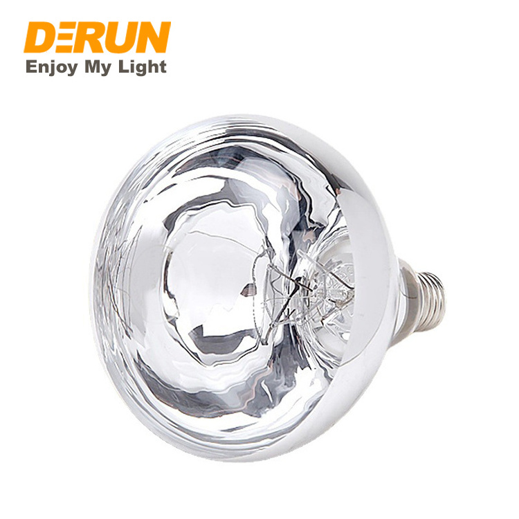 150W 175W 250W R125 Clear Hard Glass Heating Halogen Bulb Bathroom Ceiling Heat Lamp Infrared Light Bulb  , IR-R125-CLEAR