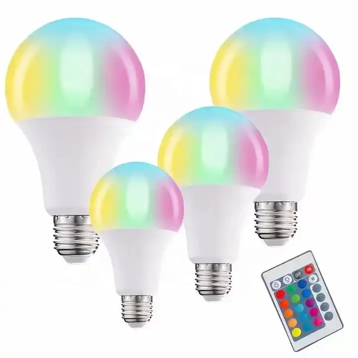 RGB Smart Led Lights RGB E27 B22 5W 7W 8W ROHS CE A60 Bulb Multi Color Remote Control Led Light Bulb , LED-A BULB