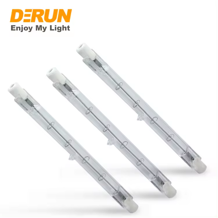 Custom R7S J78 J118 J125 J189 400W 500W 1000W Clear Tube Heat Lamp Glass Warm White Light Tungsten Halogen Bulb Tube, HAL-R7S