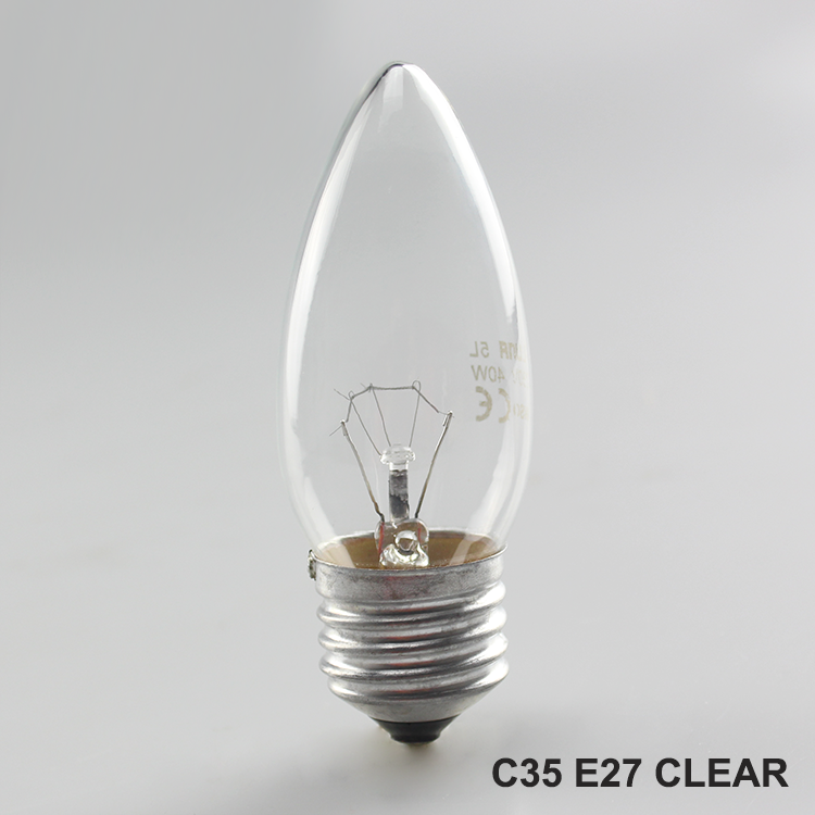 C35 Candle Edison Lamp Clear Milky Frosted E14 E27 B22 25W 40W 60W 130V 240V C35 Incandescent light Bulb ,  INC-C35