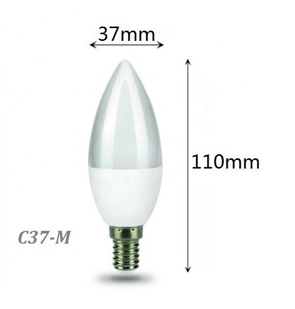 China new cheap high lumen 3w 4w 5w 7w 8w 9w 3000k 4000k 5000k 6000k E12 E14 E27 candelabra C37 led candle bulb , LED-C37