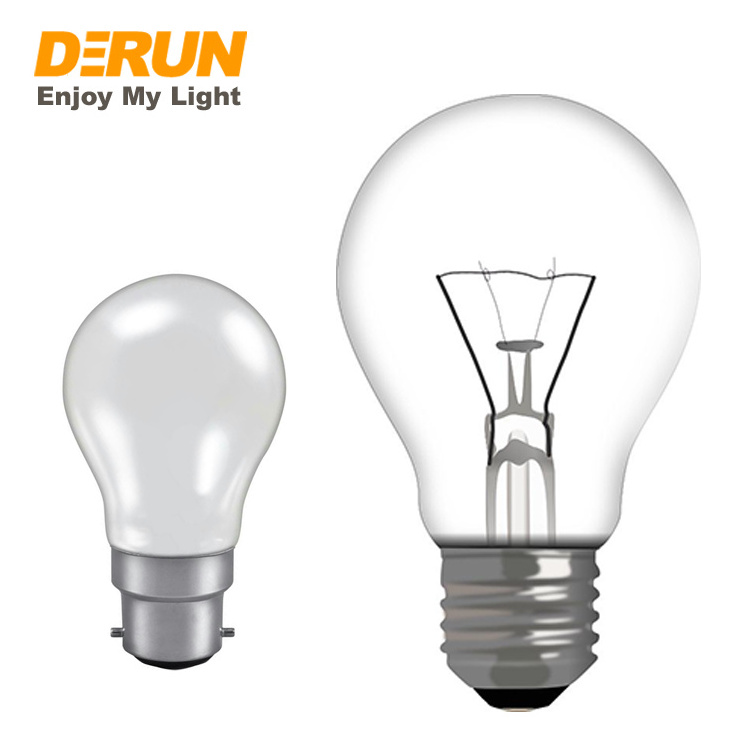 Hot Sales A55 25W 40W 60W 75W 100W 200W 220V 230V 110V E27 B22 clear frosted glass A60 incandescent bulbs light , INC-A BULB