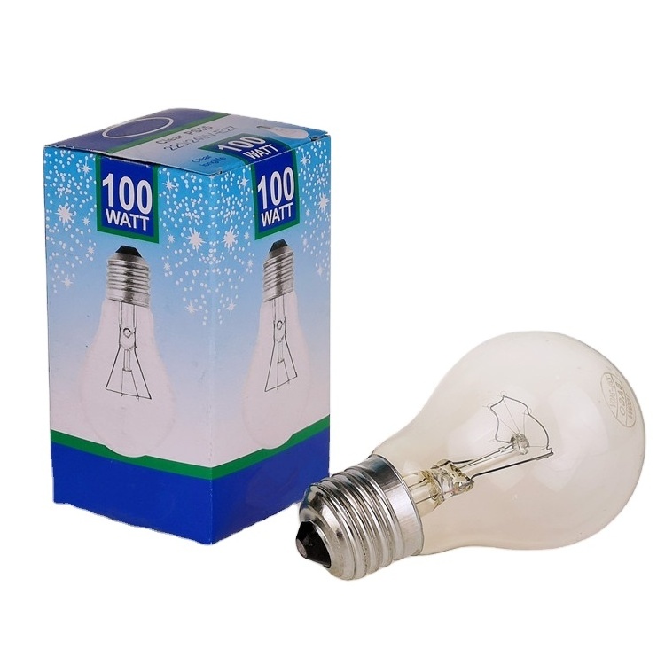 40w 60w 100w Standard Household A55 E27 B22  Base Crystal Clear Incandescent Rough Service Light Bulb , INC-A55