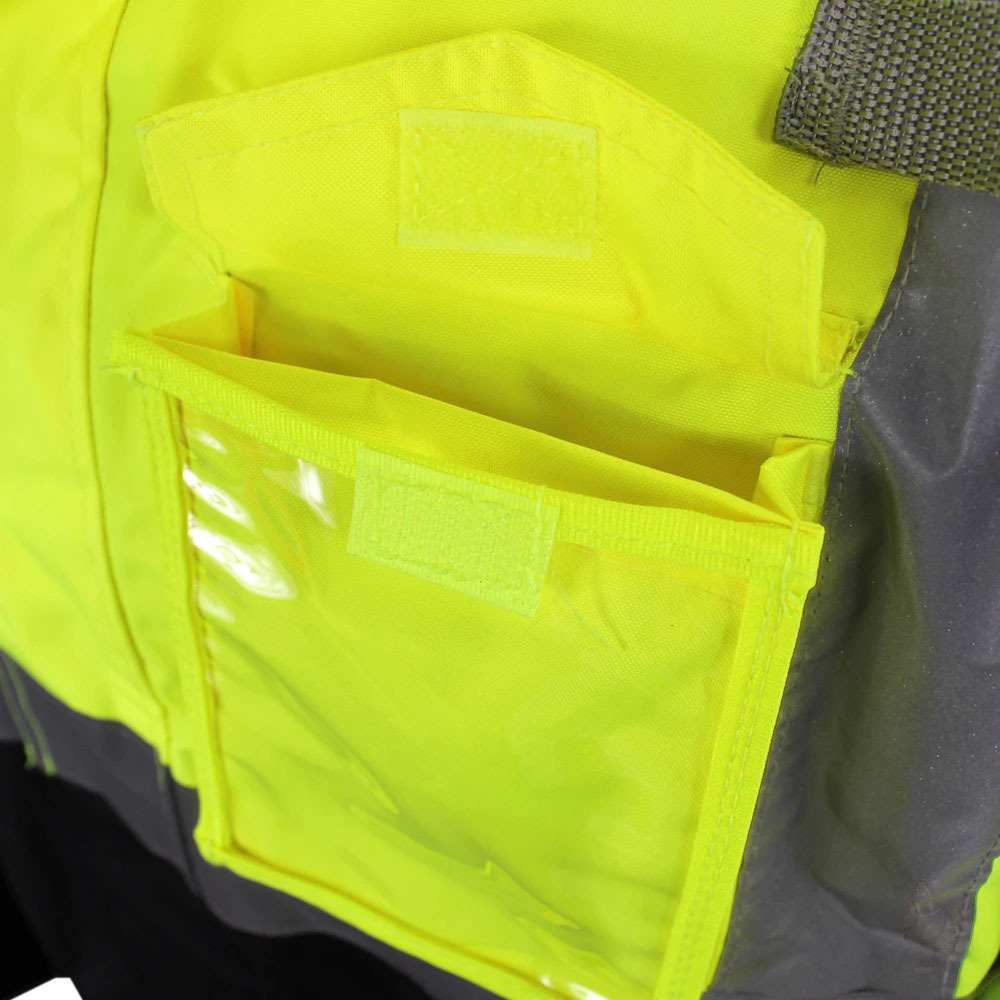 High visibility Class 3 Thermal Water Resistant Safety Bomber Orange  Green Construction Removable Concealed Hood Jacket