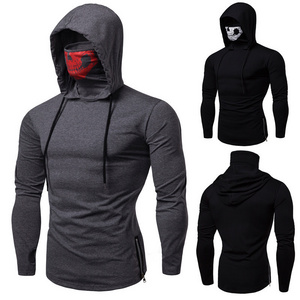 Mens  Ninja Pullover Hiphop Street Zip Long Sleeve Hoodie  With Face Masked