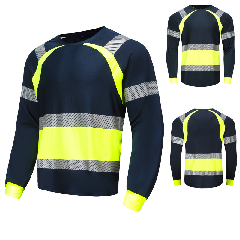 Color Block Hi Vis Workwear High Visibility Tshirt Reflective Safety Clothing Shirts With Reflector Construction Work Shirts