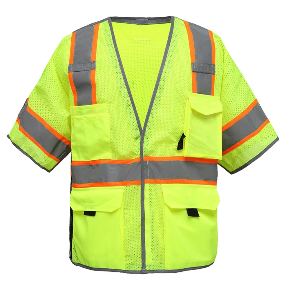 Hi Vis Employee Industrial Clothing Reflective Breakaway Reflective Shirt Yellow Mesh Fabric Ansi Custom Logo Safety Vest Class2