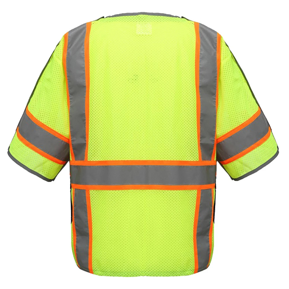 Hi Vis Employee Industrial Clothing Reflective Breakaway Reflective Shirt Yellow Mesh Fabric Ansi Custom Logo Safety Vest Class2