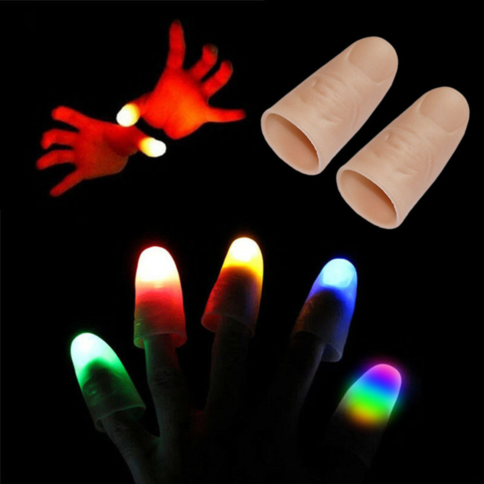 2Pcs/set Novelty Light-Up Magic Thumbs Light Glow Toys for Adult Fantastic Durable Fake Thumbs Appearing Light