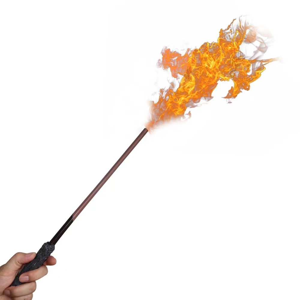 Electronic Fire Flasher Magic Wands Tricks Flame Lighter Wand with Fireball Spray Effect Halloween Costume Cosplay Props