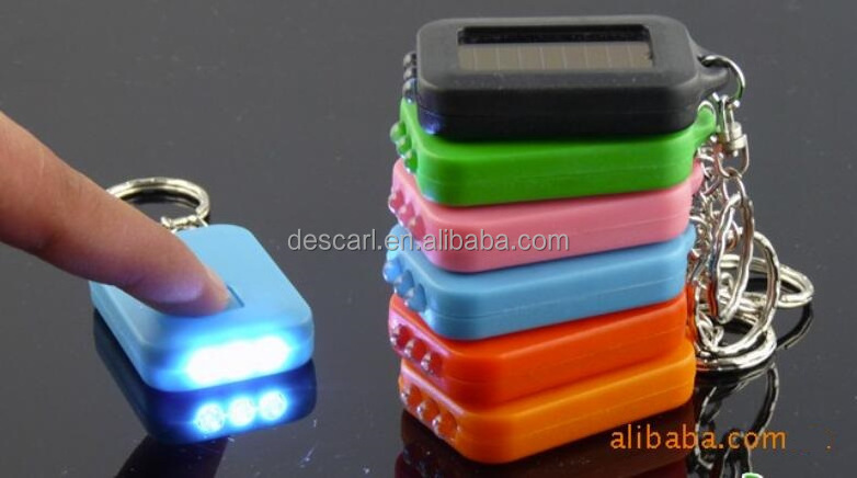 Mini Portable Solar Power 3 Led Light Keychain Keyring Torch Flashlight Outdoor Emergency Light Tools