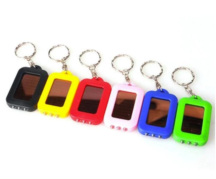 Mini Portable Solar Power 3 Led Light Keychain Keyring Torch Flashlight Outdoor Emergency Light Tools