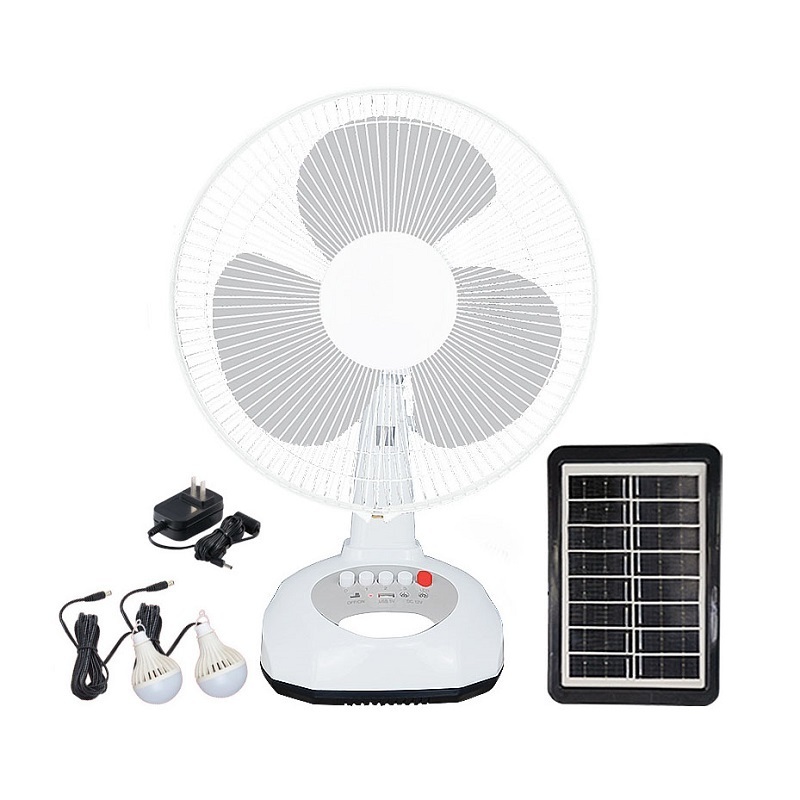 AC/DC Operation Metal Grill 12 Inches 3 5 Blades Rechargeable Home Solar Fans Rechargeable Electric Fan