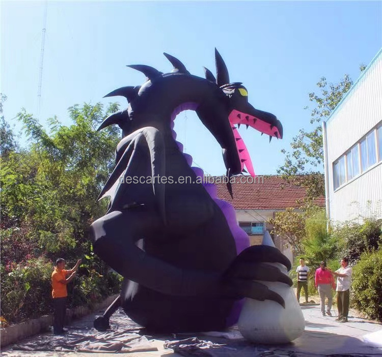 20ft High Blow Up Giant Inflatable Fire Dragon With Wings For Nightclub Parade Decoration