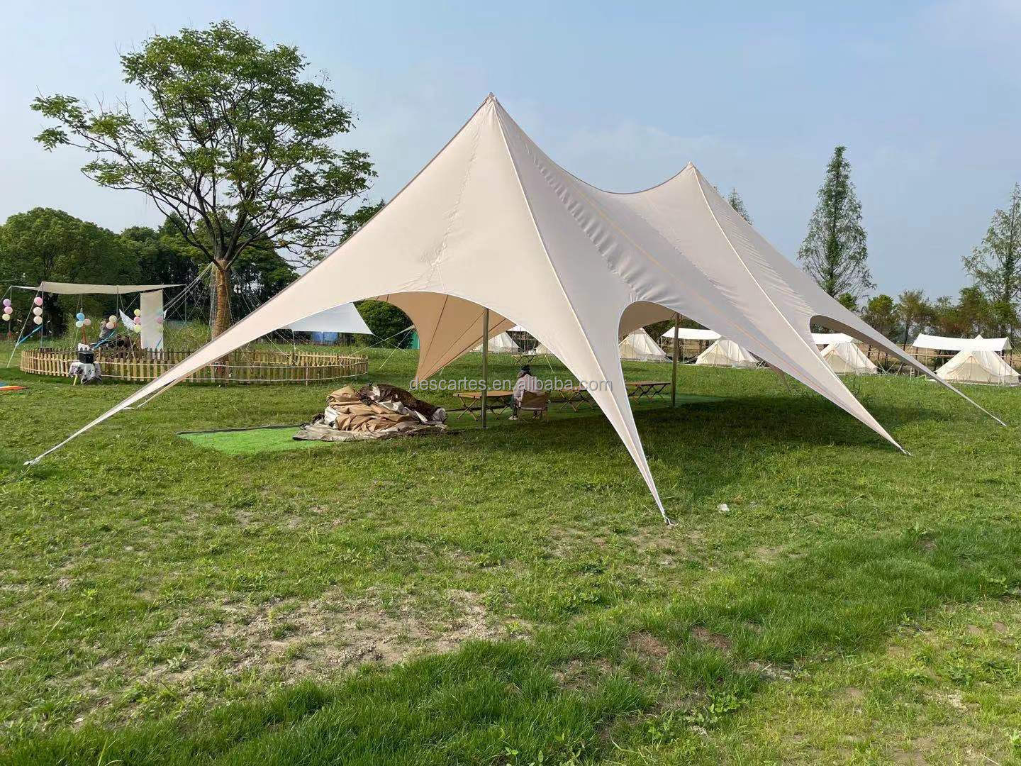 M Shape Unique Design Big Star Shade Camp Tents For 50 People Seated