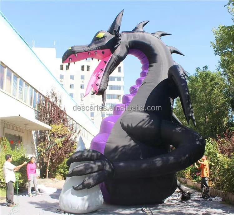 20ft High Blow Up Giant Inflatable Fire Dragon With Wings For Nightclub Parade Decoration