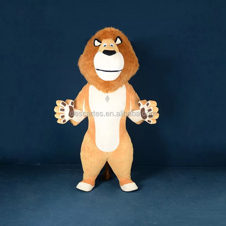 Movie Madagascar Plush Inflatable Lion Walking Costume For Adults