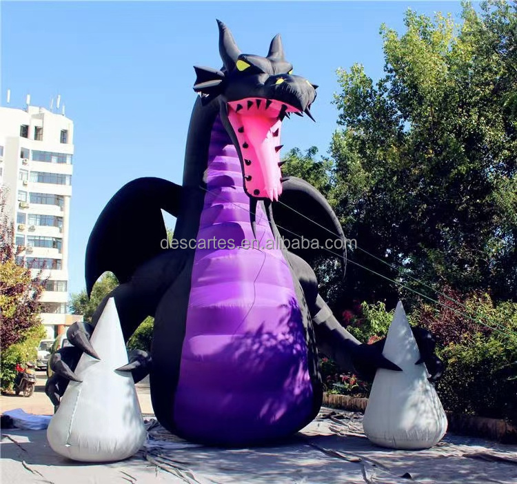 20ft High Blow Up Giant Inflatable Fire Dragon With Wings For Nightclub Parade Decoration