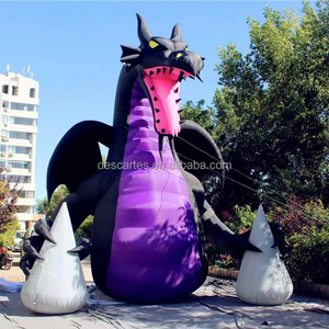 20ft High Blow Up Giant Inflatable Fire Dragon With Wings For Nightclub Parade Decoration