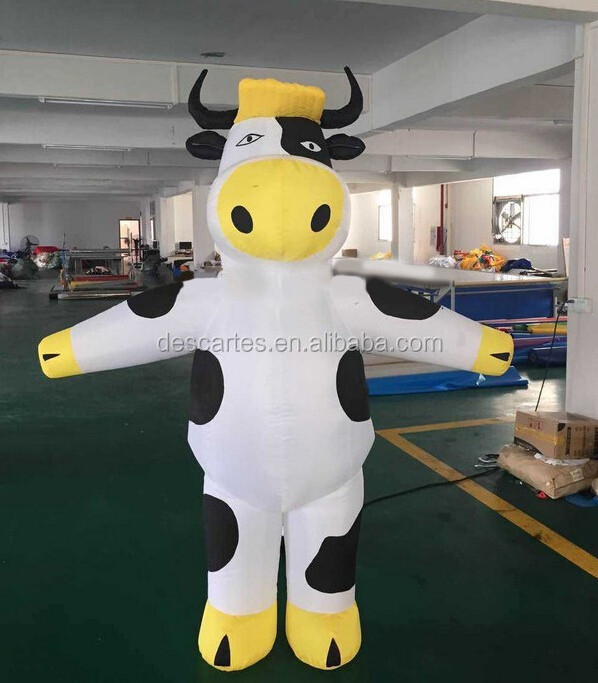 Large inflatable milk cow walking costume, inflatable dairy cow costume for adults