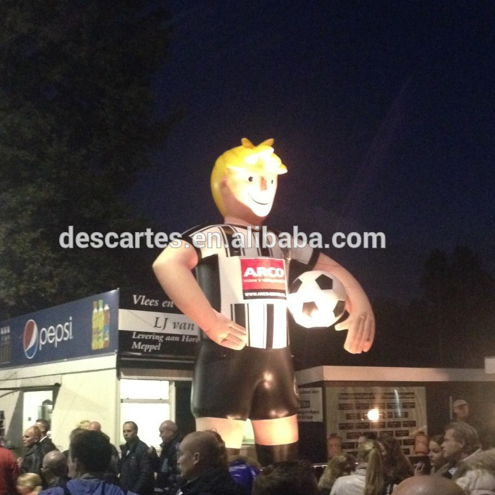 Lifelike 6M High Giant Inflatable Soccer Player For Football Sports