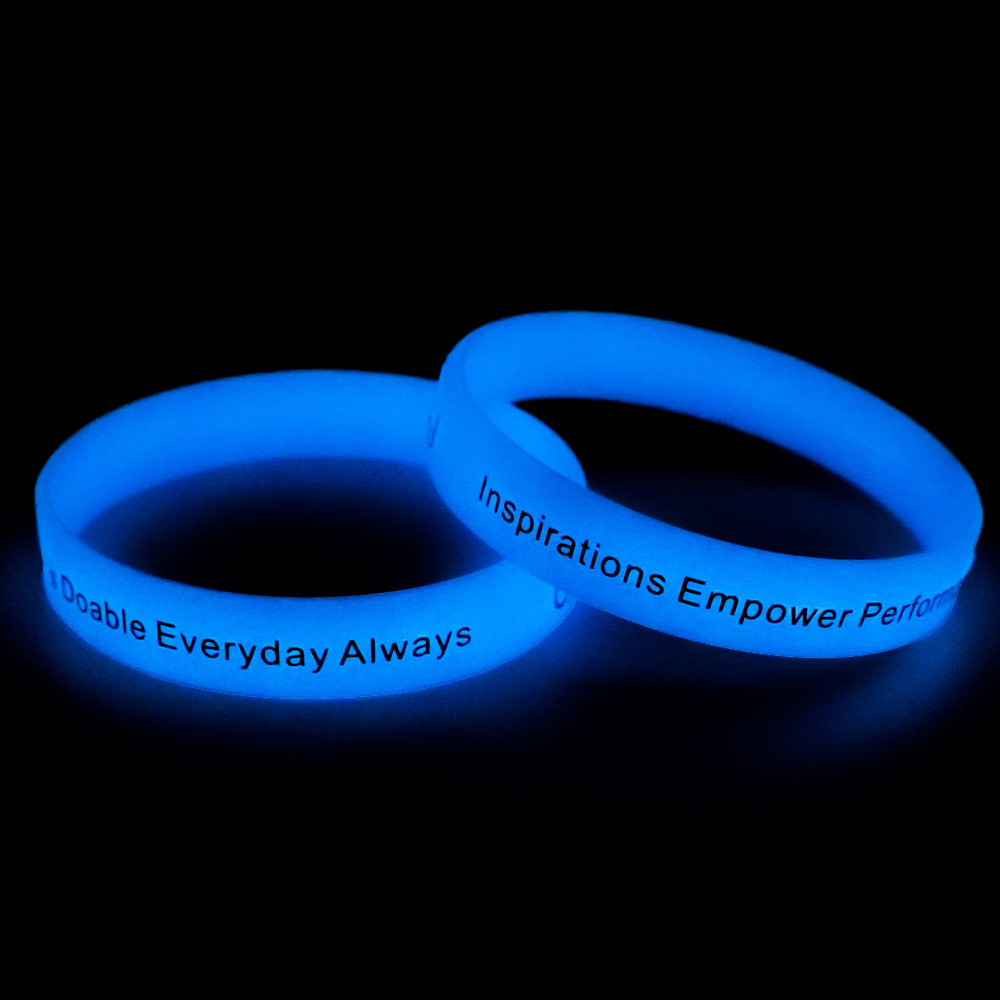 Custom Glow In Dark Wrist Bands Glowing Silicone Luminous Bracelet Custom Silicone Logo Glowing Wristbands With Message