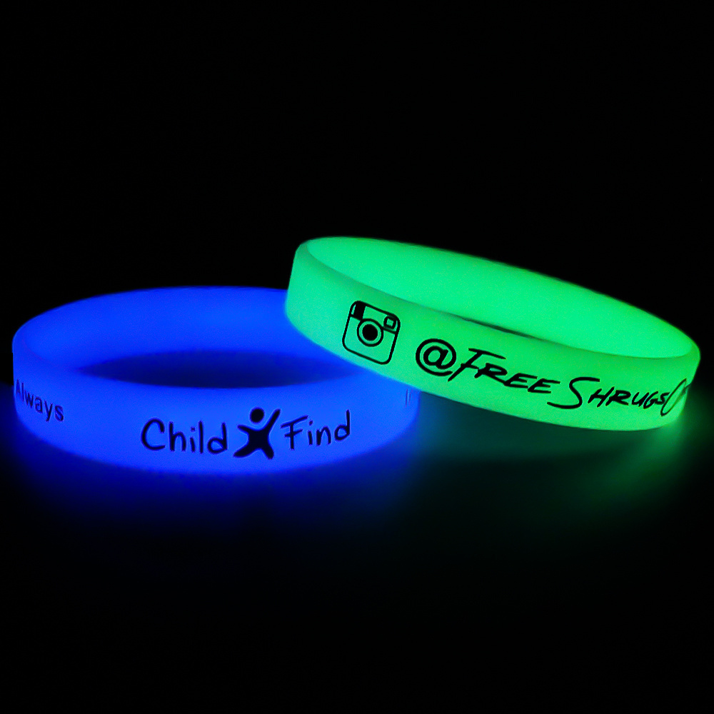 Custom Glow In Dark Wrist Bands Glowing Silicone Luminous Bracelet Custom Silicone Logo Glowing Wristbands With Message