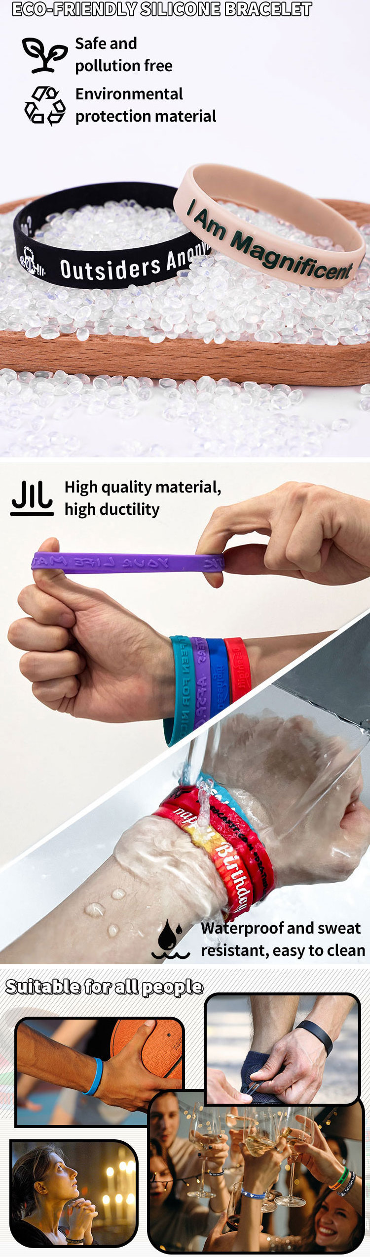 Custom Logo Cheap 100% Rubber Silicone Souvenirs Wristband/Silicone Printed Band Wristbands