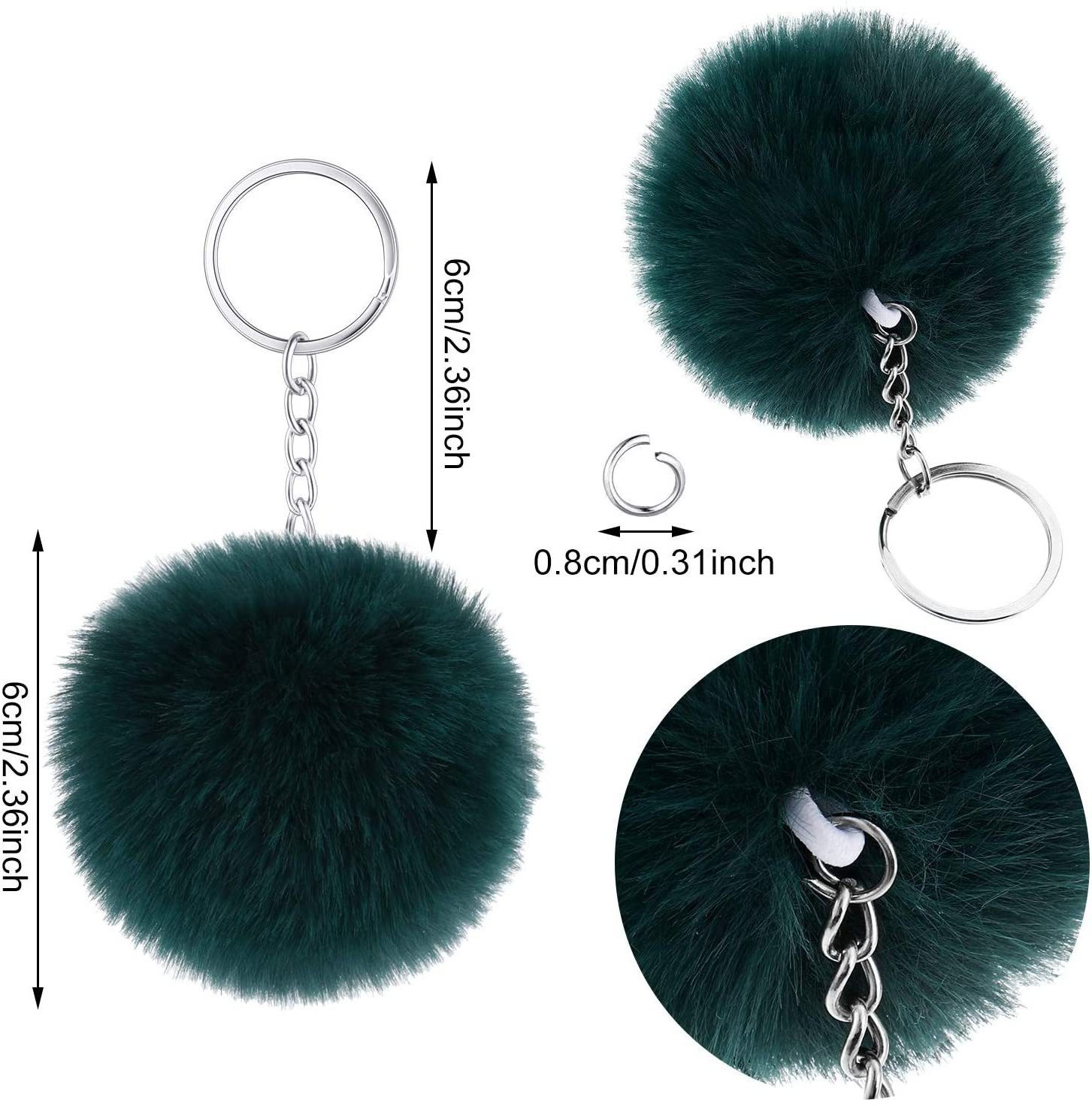 Pom Fur Ball Keychains Pompom Puff Heart With Balls Bulk Faux Fluffy Furry Fluff Furball Real Poms Rainbow Puffballs Keychain