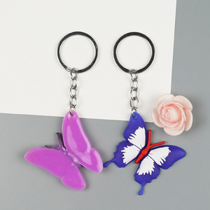 New Butterfly Keychain Pendant Promotion Car Decoration Pvc Soft Rubber Keychain