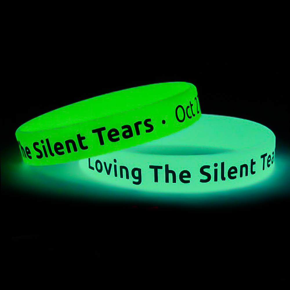 Custom Glow In Dark Wrist Bands Glowing Silicone Luminous Bracelet Custom Silicone Logo Glowing Wristbands With Message