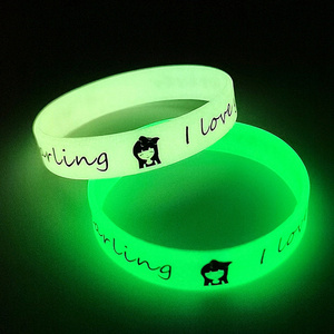 Custom Glow In Dark Wrist Bands Glowing Silicone Luminous Bracelet Custom Silicone Logo Glowing Wristbands With Message