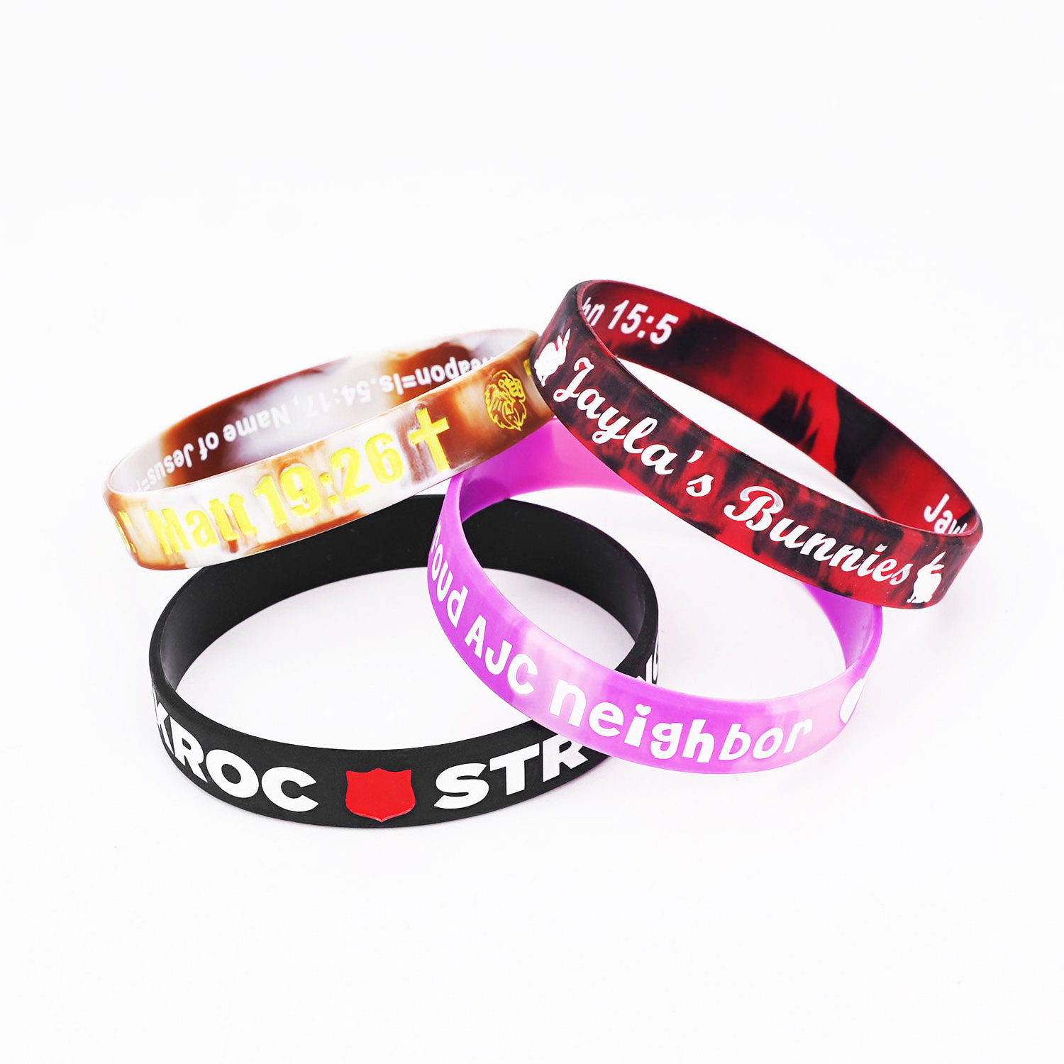 Wholesale Custom Luminous Printing Silicone Wristband Promotional Silicone Bracelet Wristbands With Debossed Logo